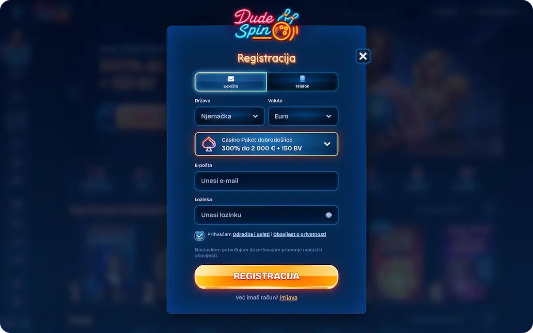 dudespin casino registracija